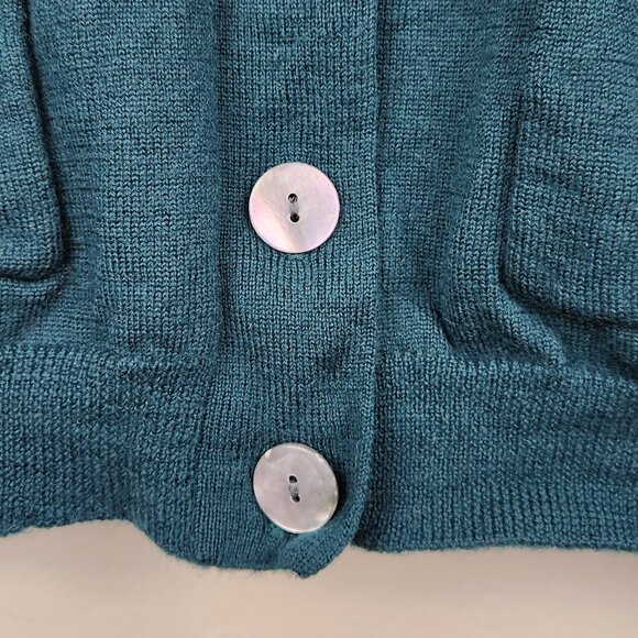 Charter Club Classic 100% Merino Wool Green Cardigan Sweater sz S flaw - Picture 7 of 12